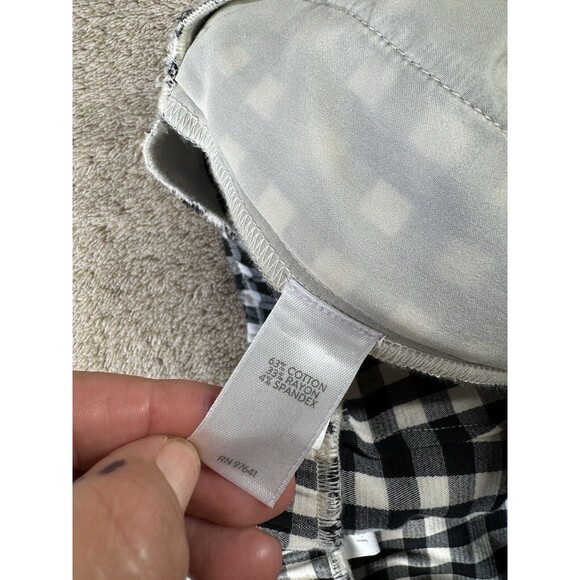 J JILL Essential Cotton Stretch I Black Cream Check Pull On Pants I Women’s Sz 8 - Picture 11 of 13